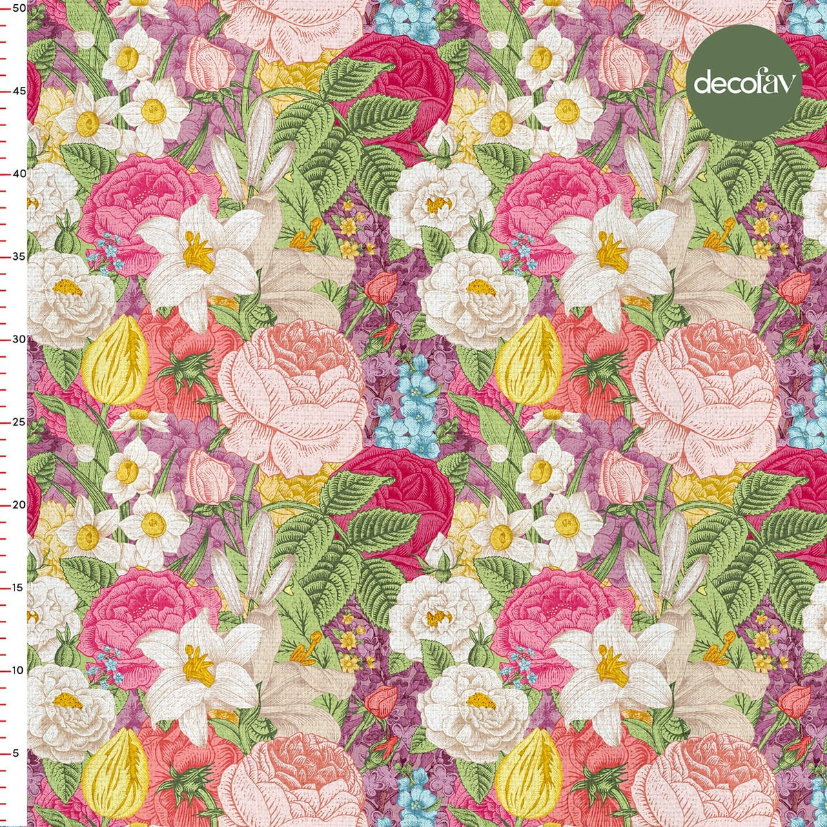 Pink Flower Garden Patterned Digital Printed Fabric