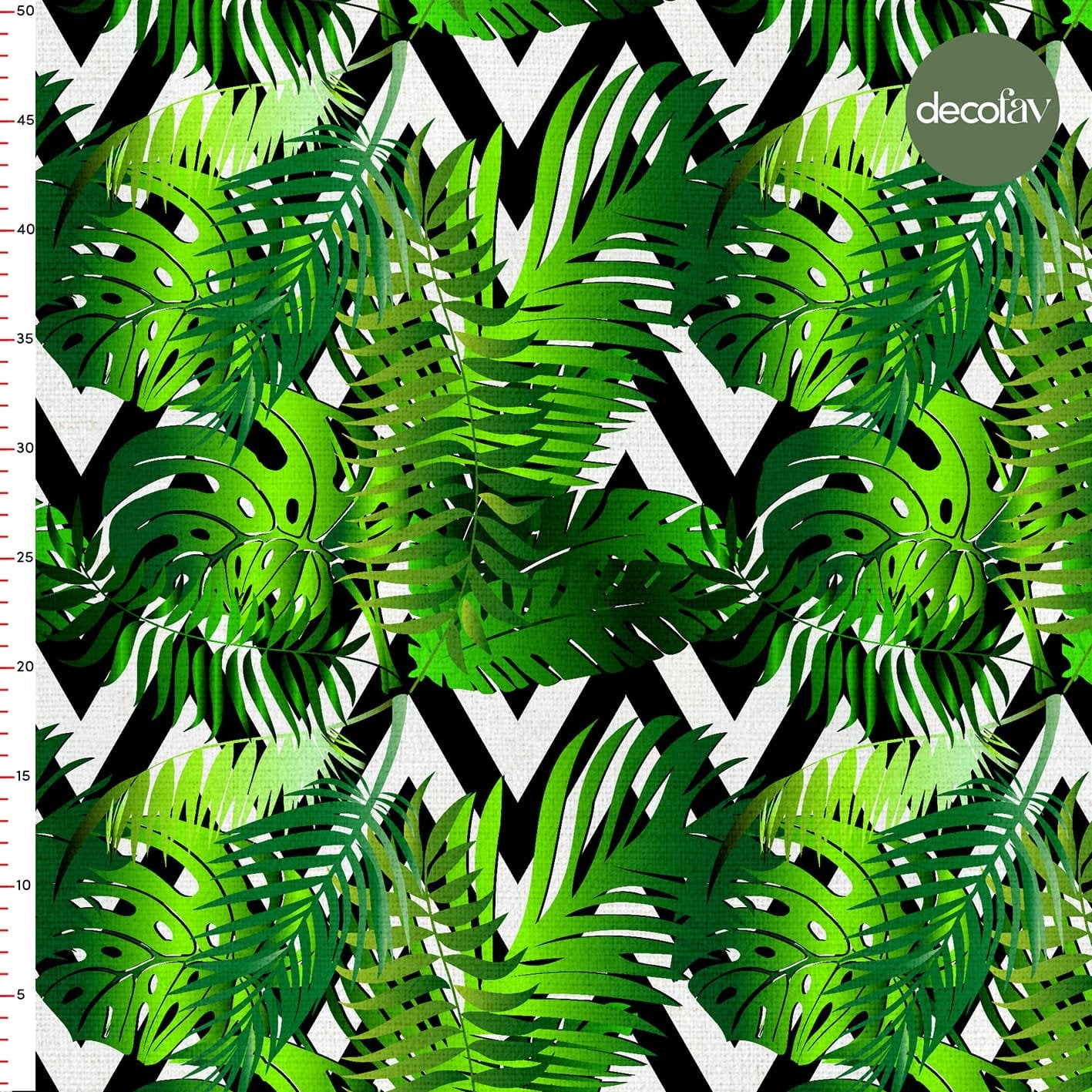 Ombre Leaf Geometric Ground Pattern Digital Printed Fabric