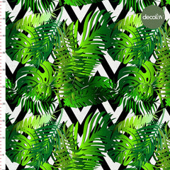 Ombre Leaf Geometric Ground Pattern Digital Printed Fabric