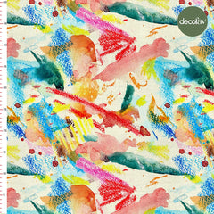 Digitally Printed Fabric with Watercolor Brush Effect Pattern