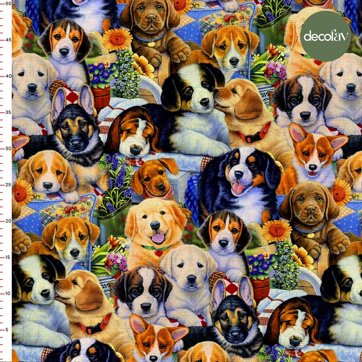 Neşeli Köpek Rüyası Desenli Dijital Baskılı Kumaş