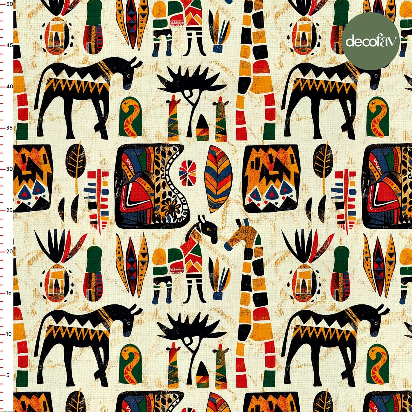 Afrika Zebra At Renkli ve Dinamik Geometrik Desenli Dijital Baskılı Kumaş