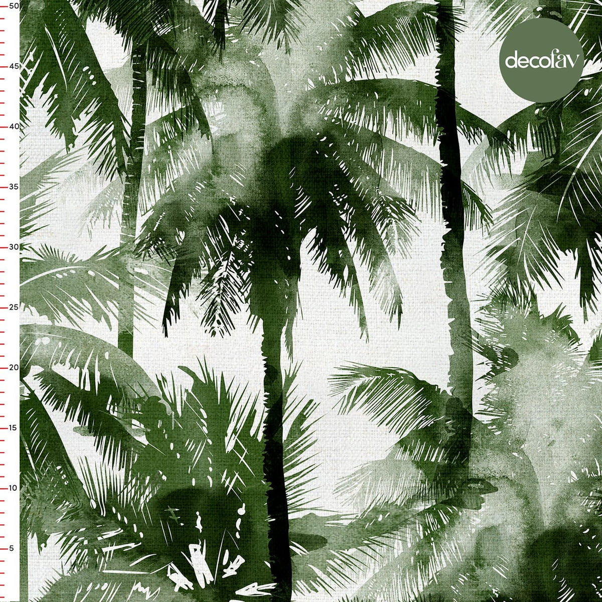 Green Watercolor Hand Drawn Palm Tree Pattern Digital Printed Fabric