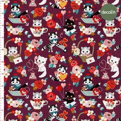 Playful Cats Patterned Digital Printed Fabric