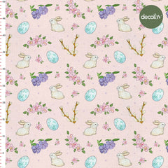 Easter Festival Rabbit Flower Pattern Digital Printed Fabric