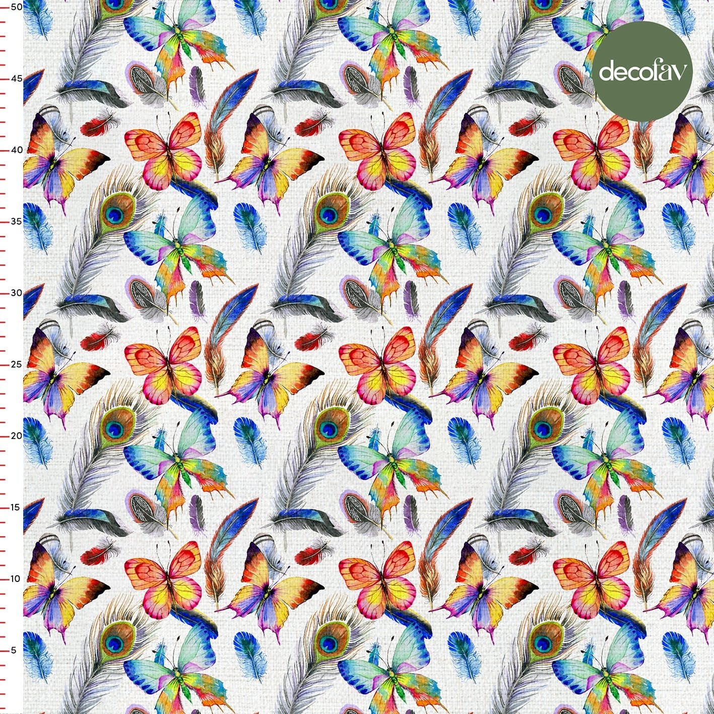 Butterfly Peacock Feather Patterned Digital Printed Fabric