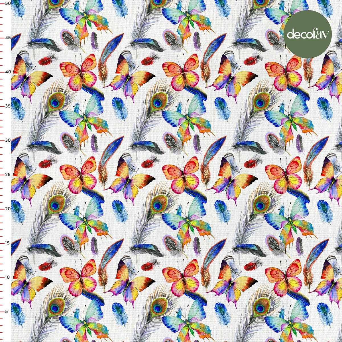 Butterfly Peacock Feather Patterned Digital Printed Fabric