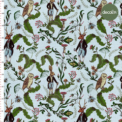 Digitally Printed Fabric with Deer, Rabbit, Owl, Bee Object Patterns