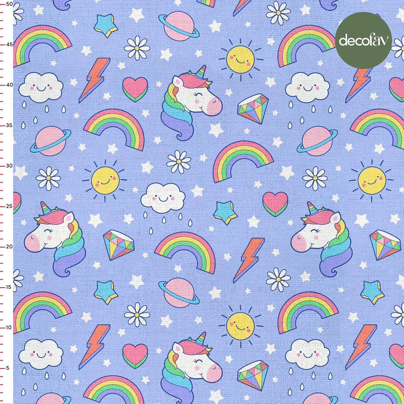 Rainbow Cloud Unicorn Colorful Children's Patterned Digital Printed Fabric