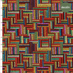 Colorful Embroidery Effect Square Pattern Digital Printed Fabric