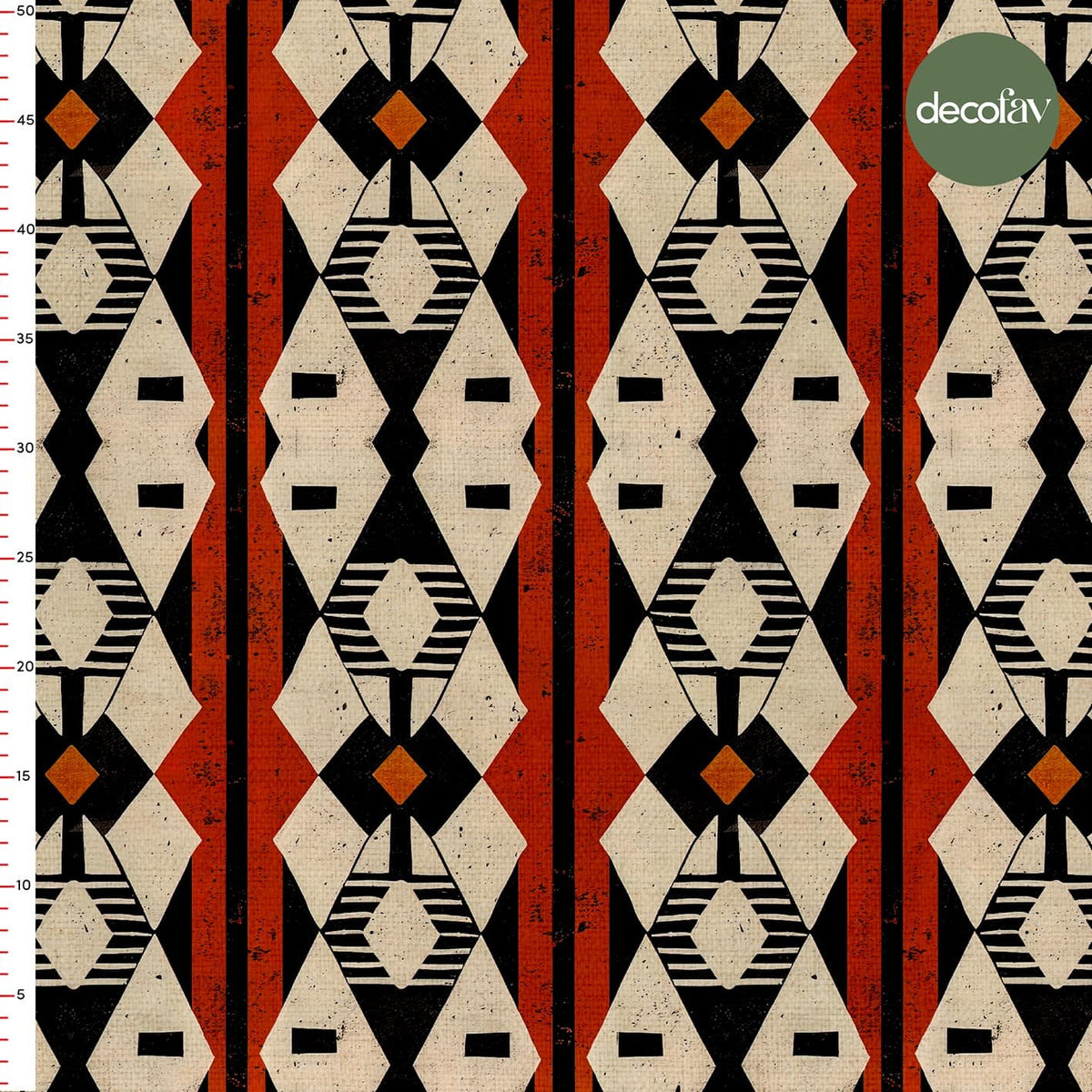 Eskitme Efektli  Afrika'nın Renkli ve Canlı Geometrik Motifleri Desenli Dijital Baskılı Kumaş
