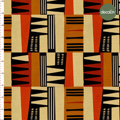 Afrika Tarzı Modern ve Geleneksel Desenle Geometrik Desenli Dijital Baskılı Kumaş