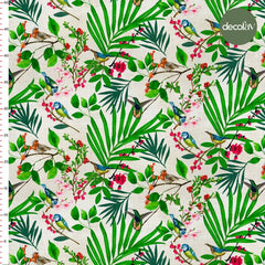 Bird Leaf Flower Pattern Digital Printed Fabric