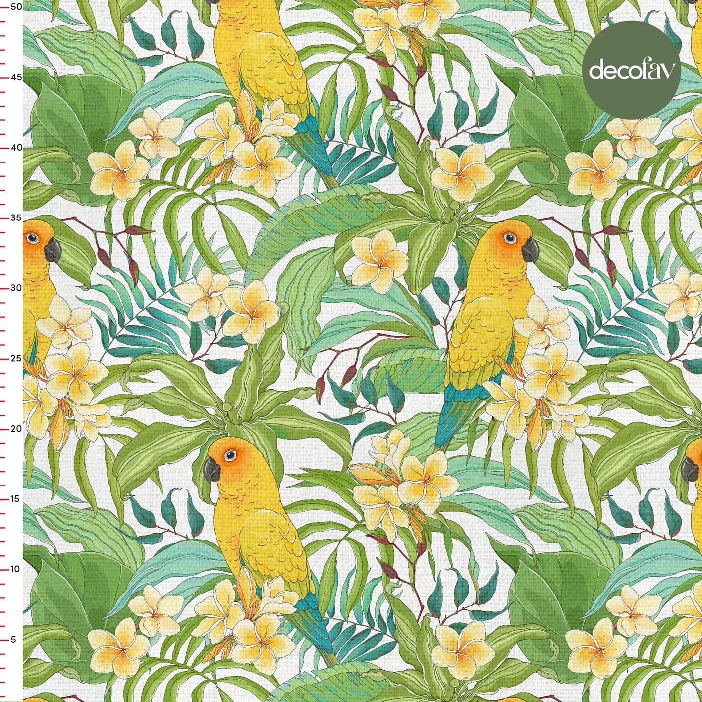 Tropical Parrot Leaf Patterned Digital Printed Fabric