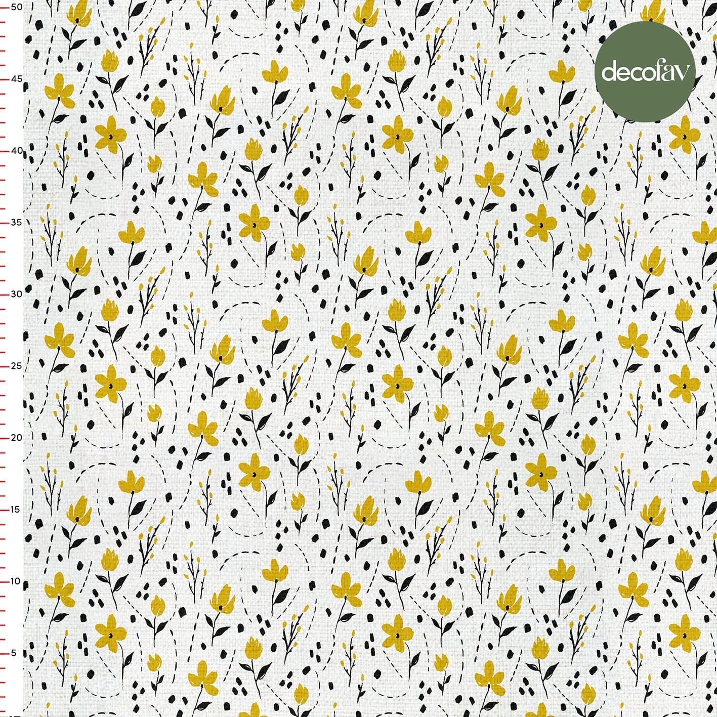 Yellow Crisp Floral Patterned Digital Printed Fabric