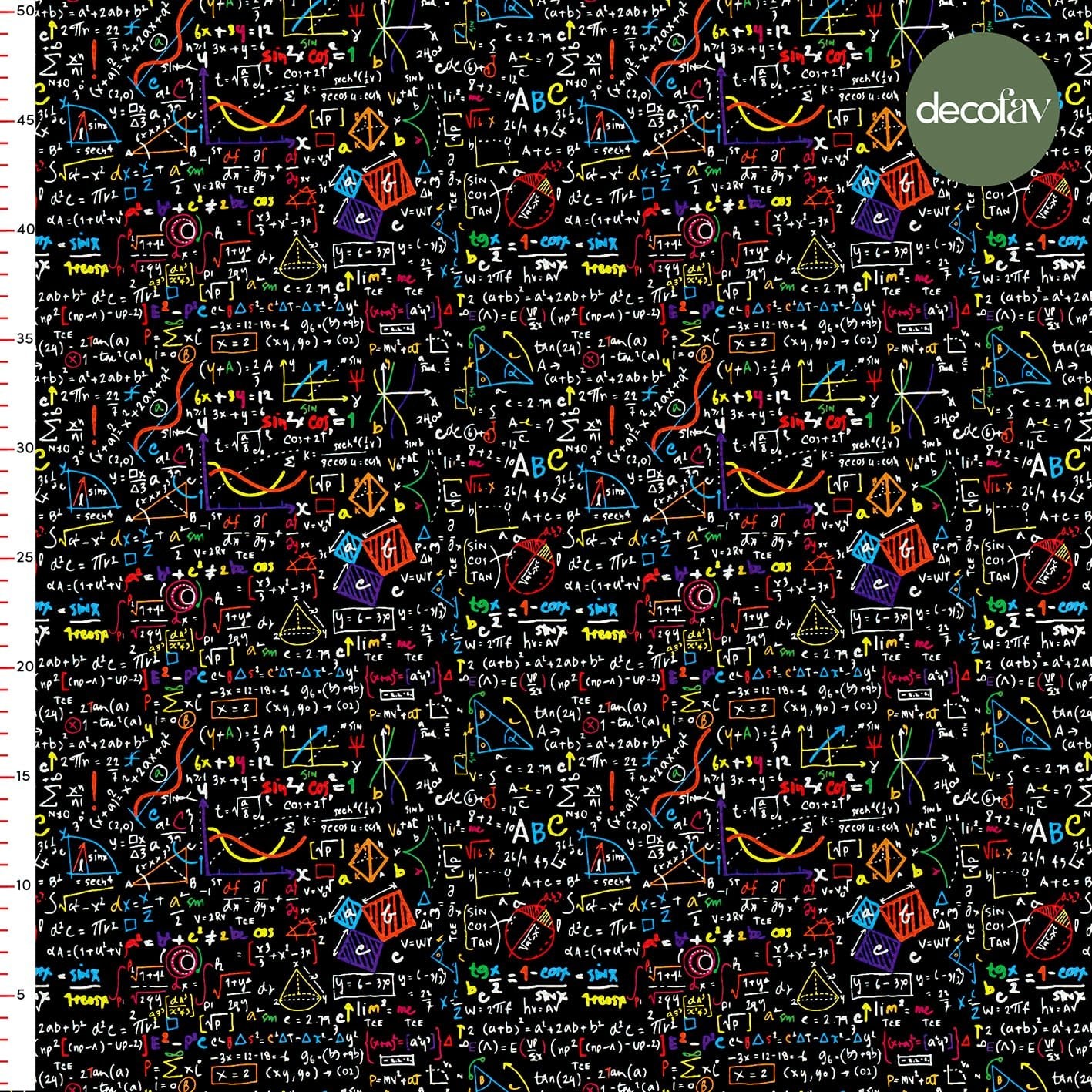 Digitally Printed Fabric with Mathematical Formula Pattern