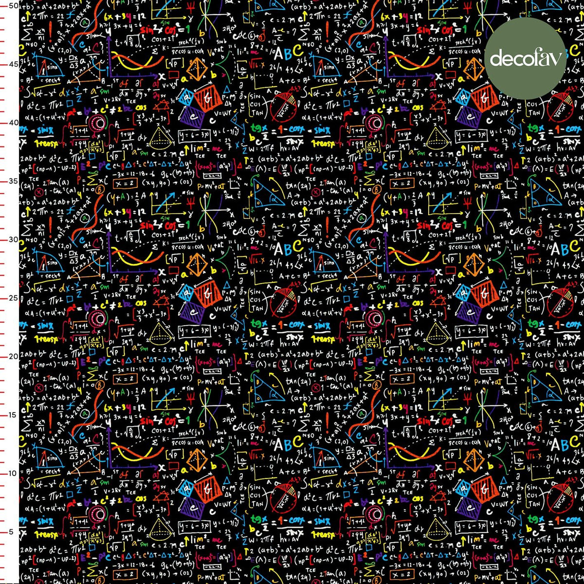 Digitally Printed Fabric with Mathematical Formula Pattern