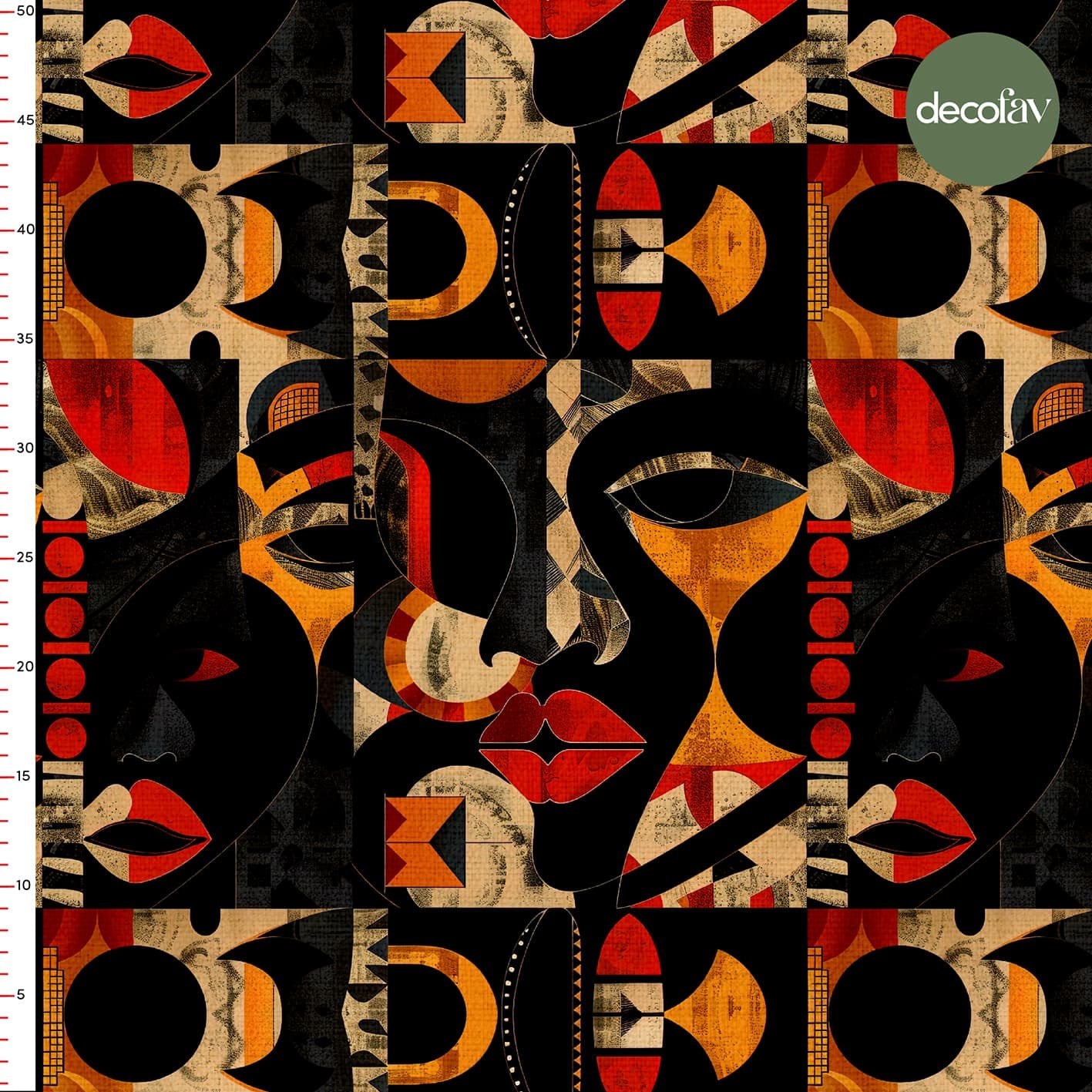 Modern African Silhouette Patterned Digital Printed Fabric