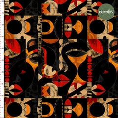 Modern African Silhouette Patterned Digital Printed Fabric