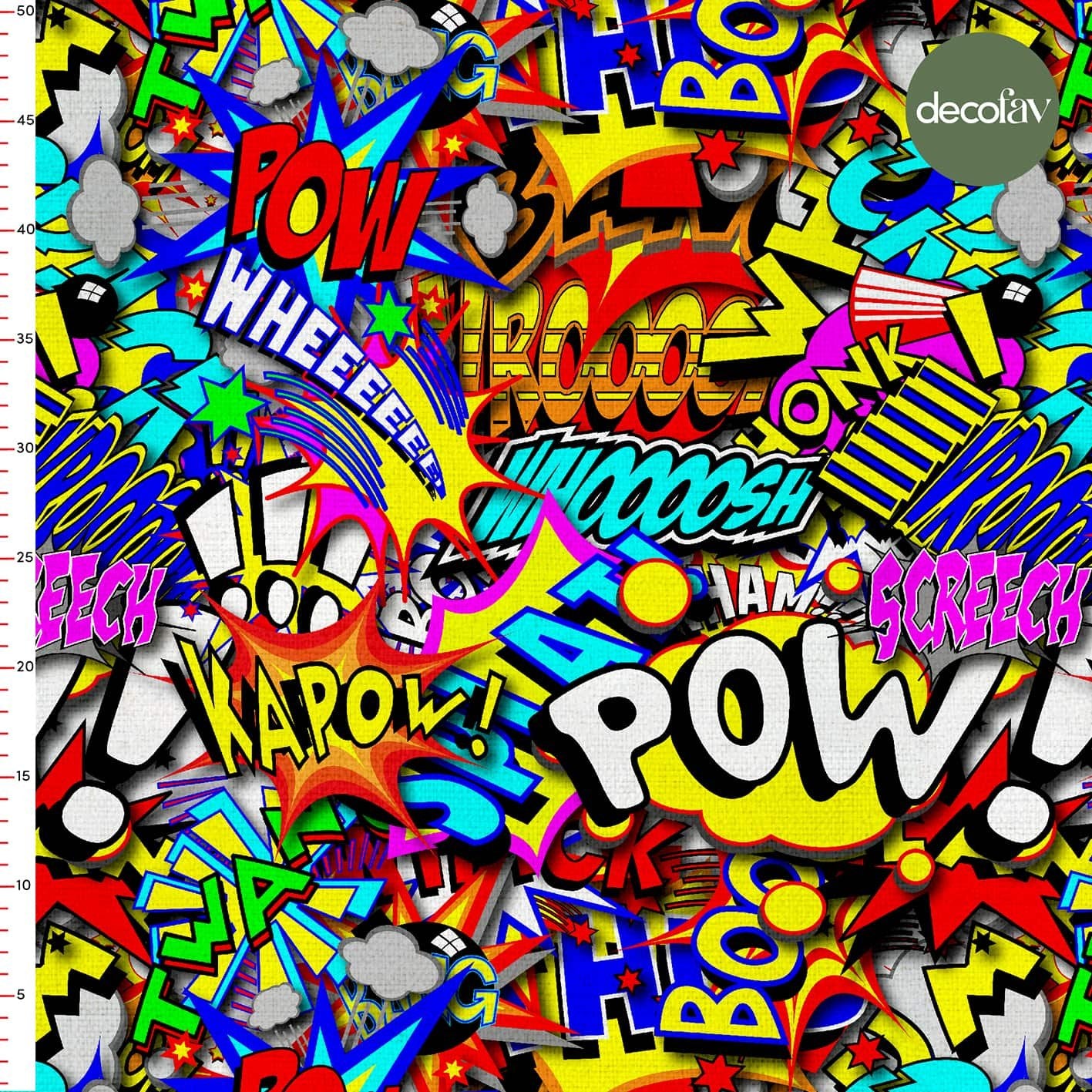 Pow Boom Yazı Desenli Pop Art Desenli Dijital Baskılı Kumaş