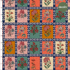 Digitally Printed Fabric with a Nostalgic Dance of Colorful Flowers Pattern