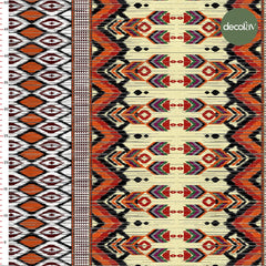 Etnik İkat Kilim Zigzag Desenli Dijital Baskılı Kumaş