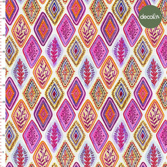 Digitally Printed Fabric with Watercolour Effect Pattern and Diamond Pattern