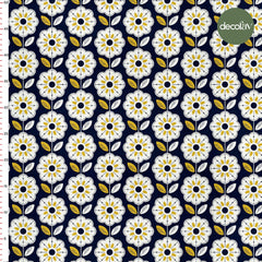 Geometrik Çiçek Desenli Dijital Baskılı Kumaş