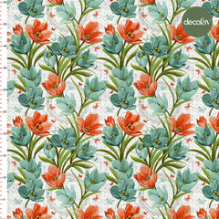 Lale Kelebek Desenli Dijital Baskılı Kumaş