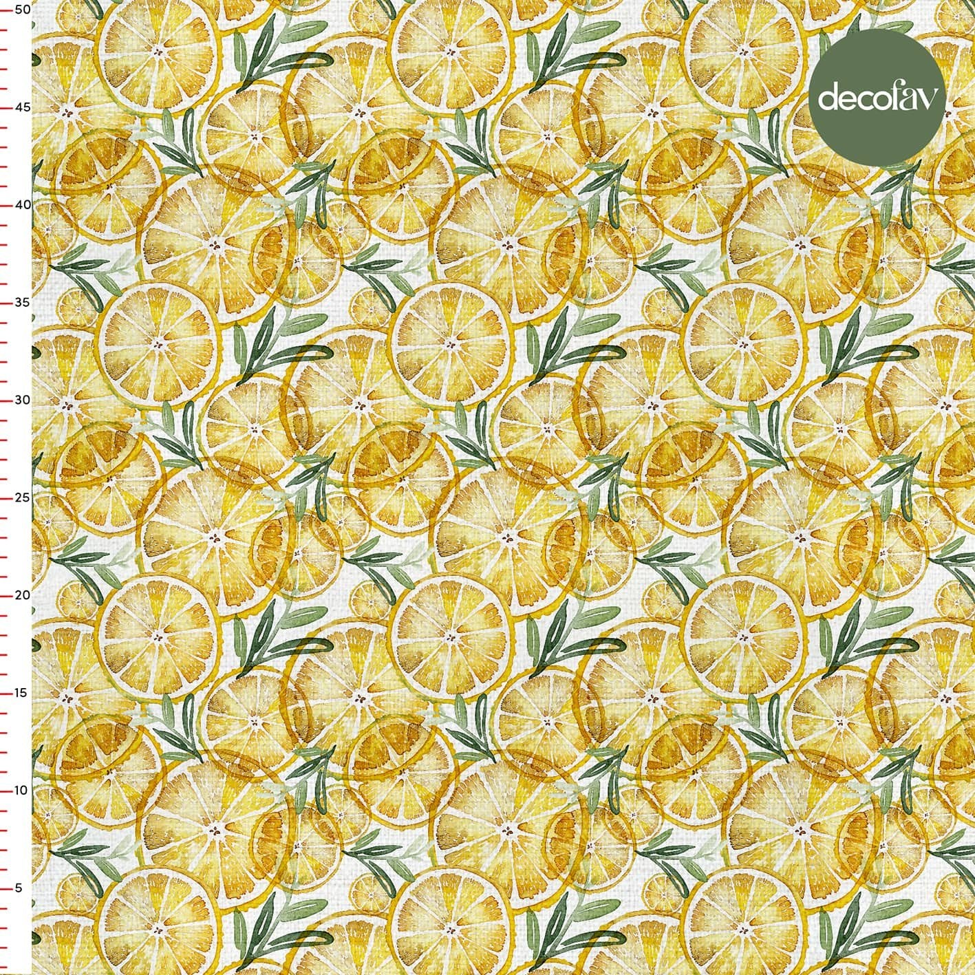 Digitally Printed Fabric with Watercolor Orange Slice Leaf Pattern