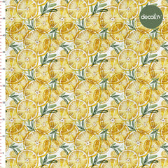 Digitally Printed Fabric with Watercolor Orange Slice Leaf Pattern
