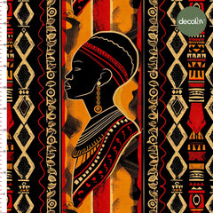Afrikalı Erkek Silüeti ve Geometrik Desenli Benzersiz Kumaşlar Desenli Dijital Baskılı Kumaş