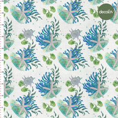 Starfish, Shell, Coral Marine Pattern Digital Printed Fabric