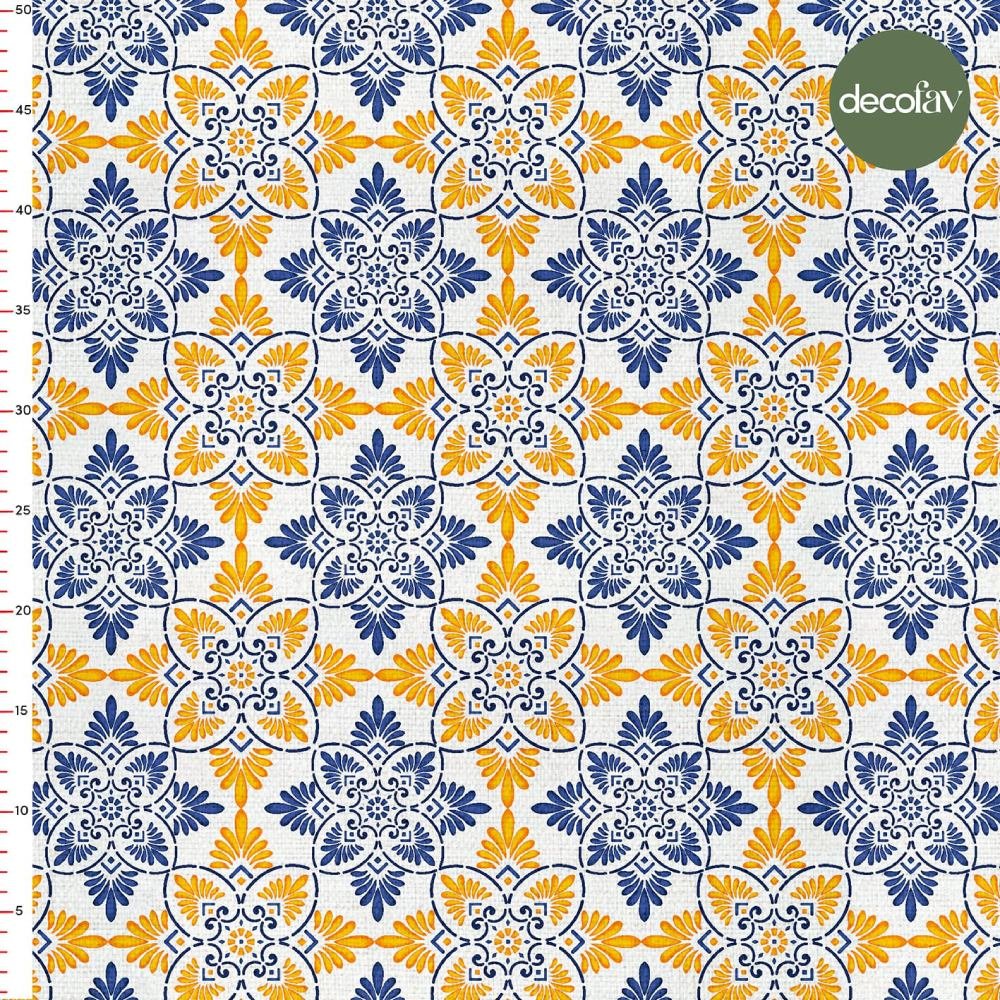 Geometrik Çini Desenli Dijital Baskılı Kumaş