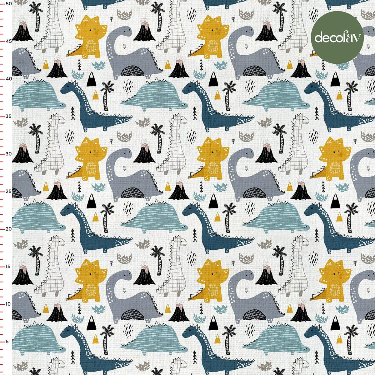 Dinosaur Hand Drawn Patterned Digital Printed Fabric