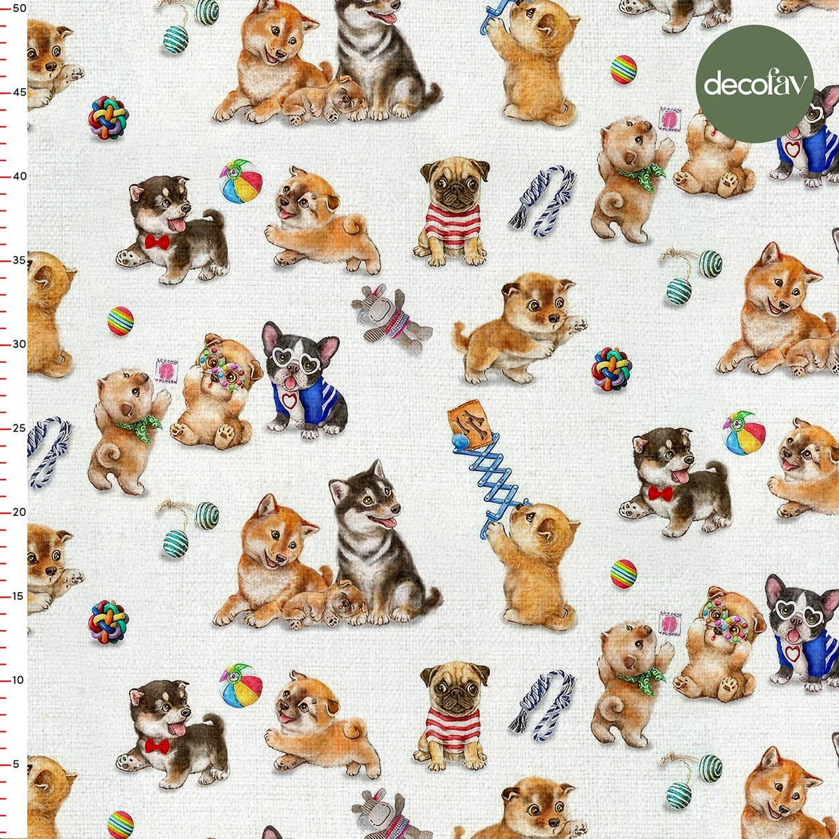 Playful Dogs Digital Printed Fabric