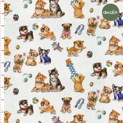 Playful Dogs Digital Printed Fabric