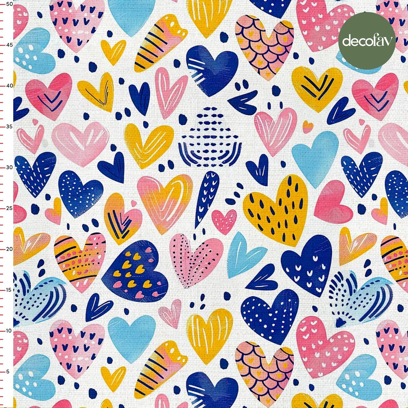 Colorful Heart Feast Patterned Digital Printed Fabric
