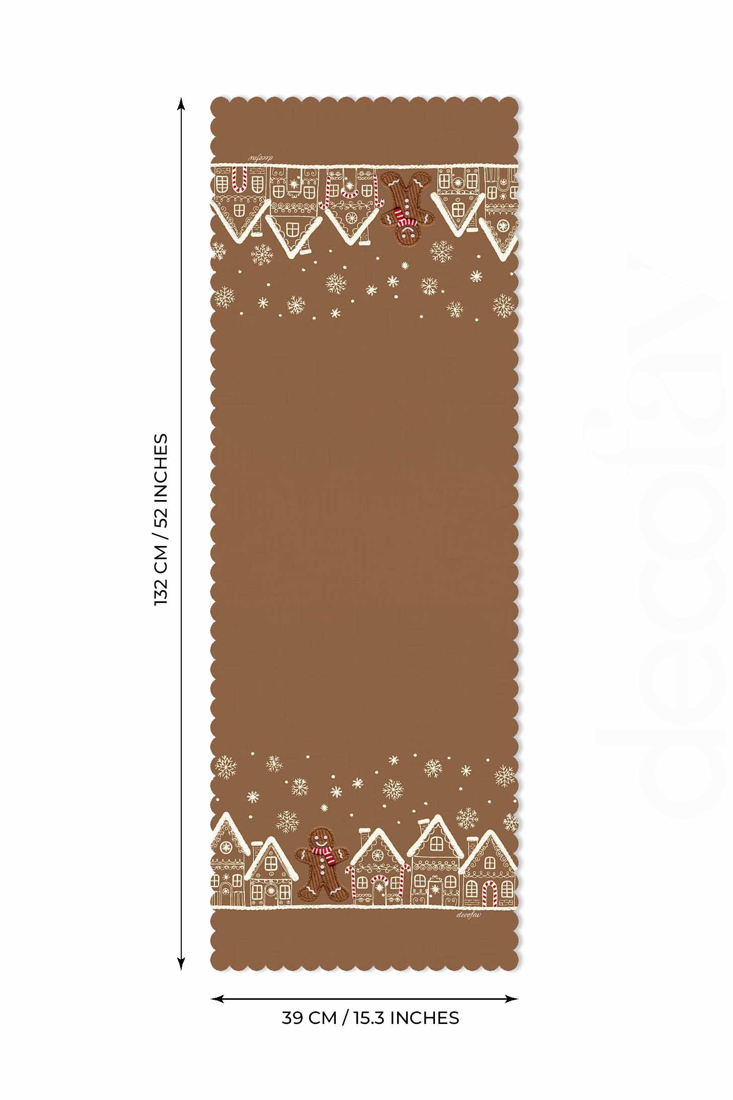 Şeker Kasabası Zencefilli Gingerbread Lazer Kesim Runner - 132x39cm