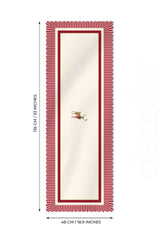 Winter Whispers Kırmızı – Ren Geyiği ve Kırmızı Kuş Lazer Kesim Runner - 135x48cm