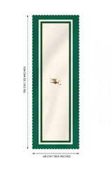 Winter Whispers Yeşil – Ren Geyiği ve Kırmızı Kuş Lazer Kesim Runner - 135x48cm