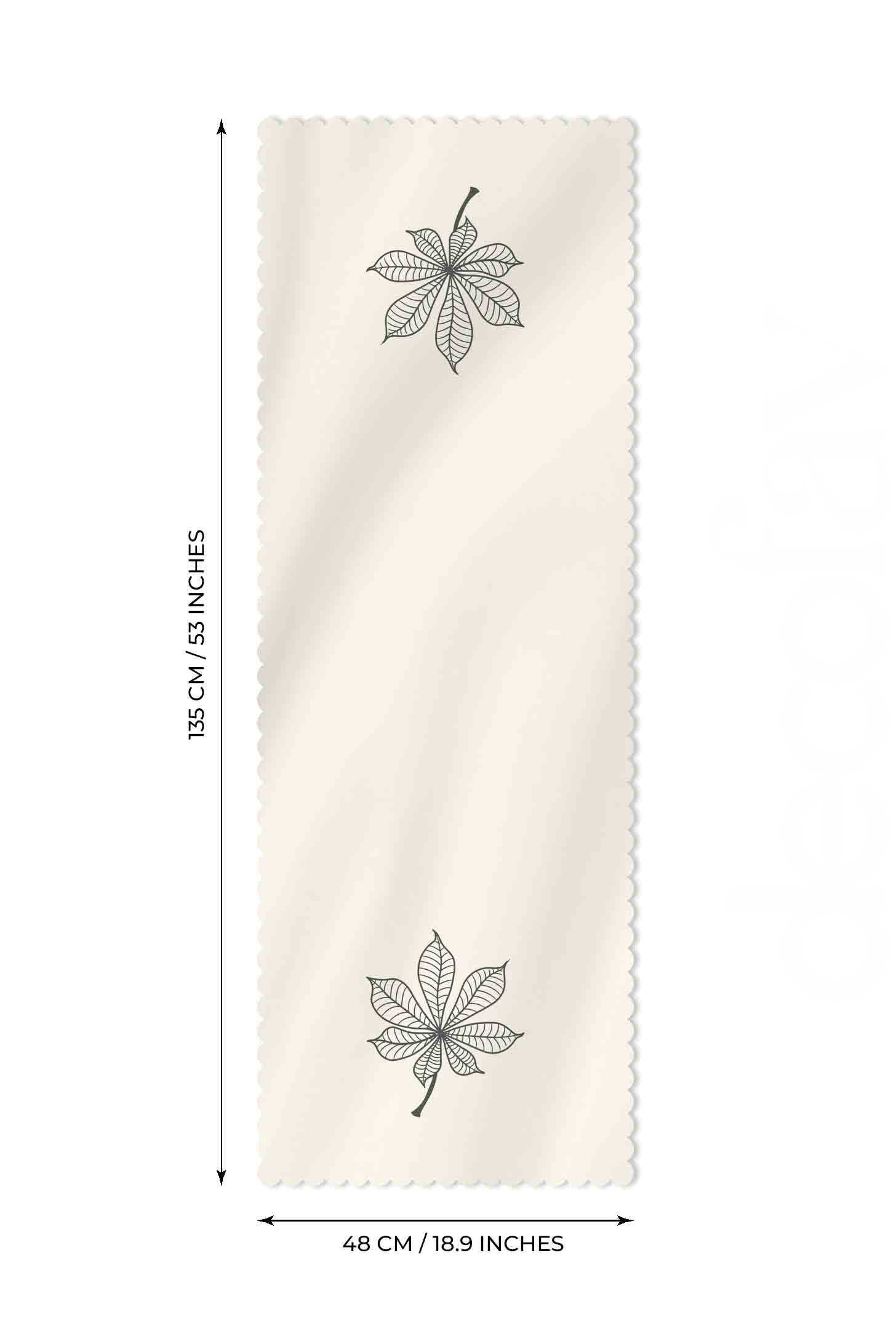 Chestnut Grace – Atkestanesi Yaprağı Baskılı Lazer Kesim Runner - 135x48cm