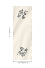 Çizgisel Gelincik Çiçeği Baskılı Lazer Kesim Runner - 135x48cm