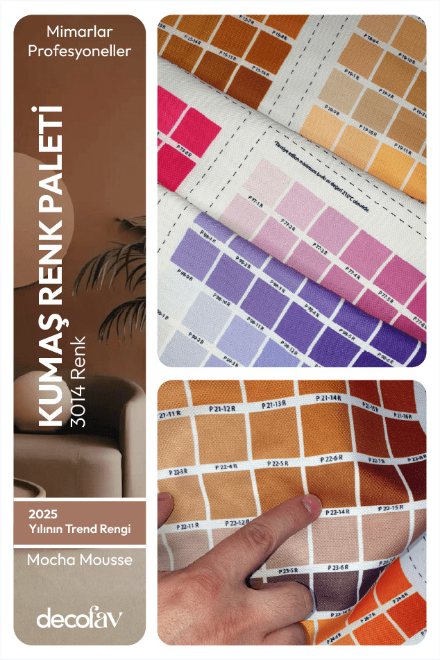 Mimar ve İç Mekan Tasarımcıları İçin 3014 Renkli Kumaş Renk Paleti – decofav Kumaş Renk Kartelası