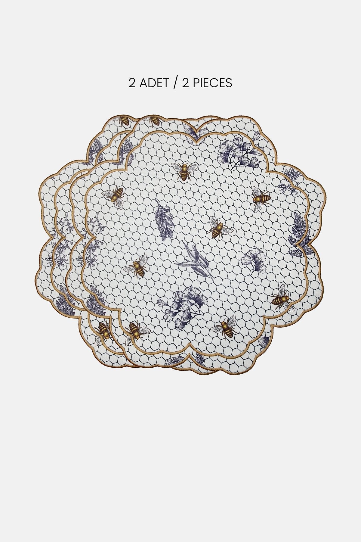 Honey Bee Bloom Nakışlı Amerikan Servis (2’li Set)