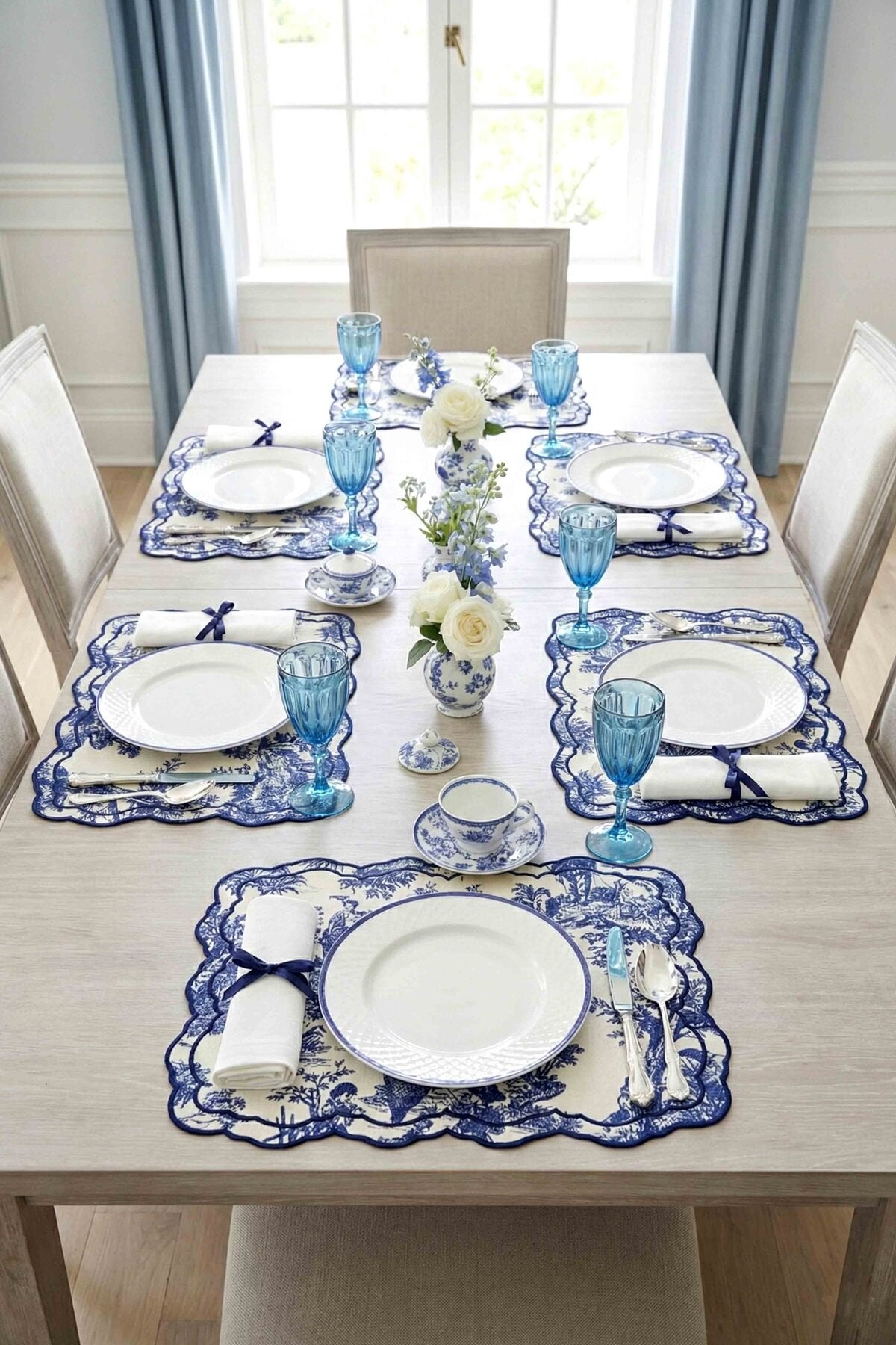 Tableau Saks Toile Desenli Nakışlı Amerikan Servis 2 Adet