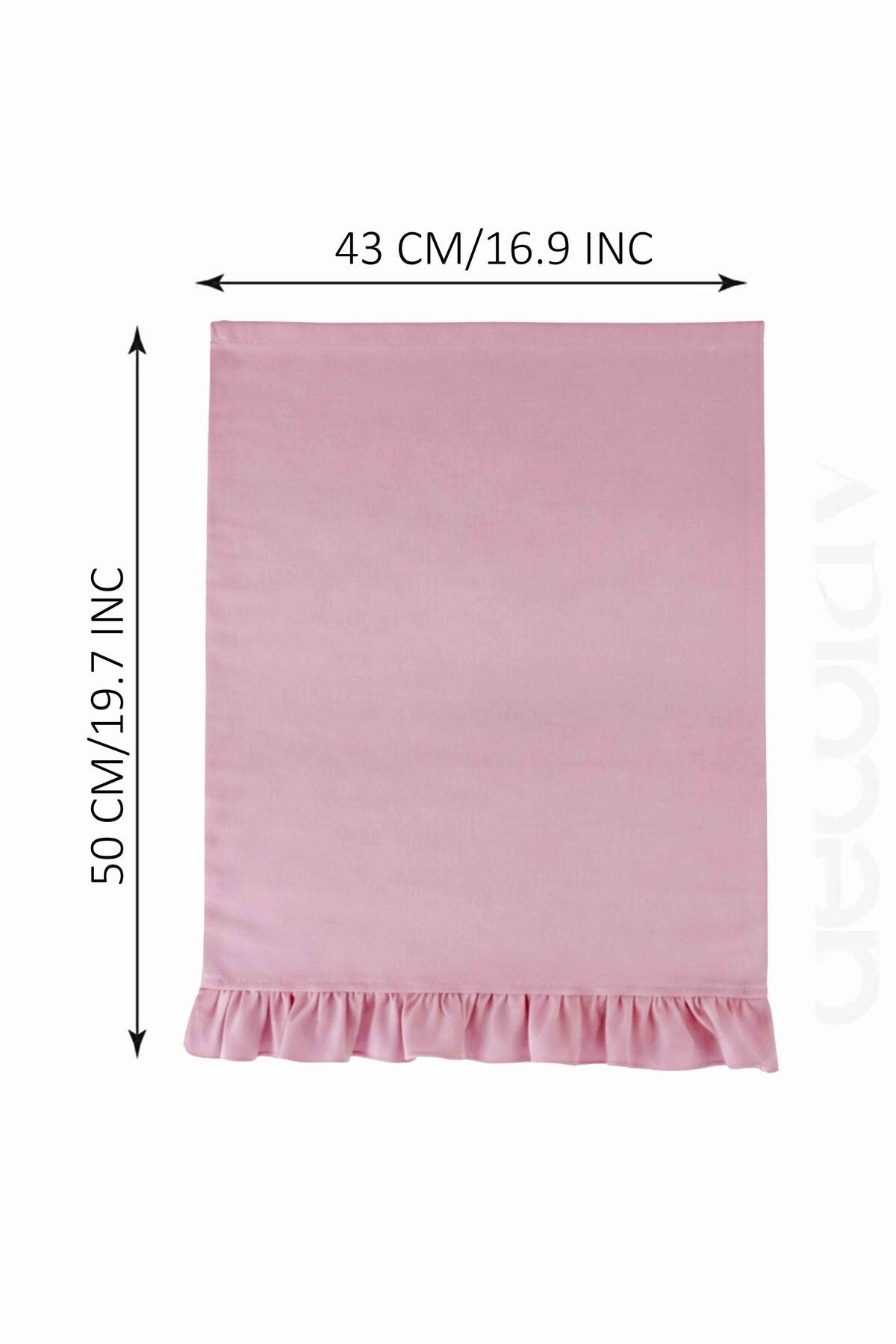 Dekoratif Fırfırlı Pembe Fırın Örtüsü – Su İtici Pamuk Karışımlı 43x50 cm