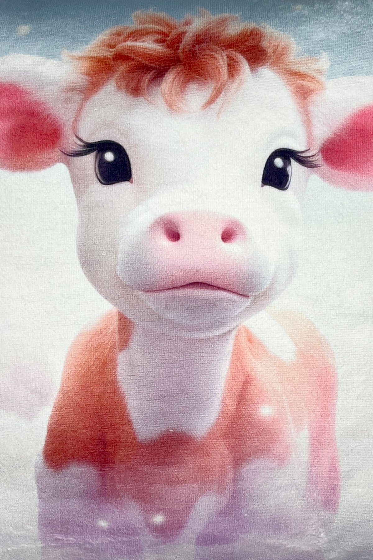 Baby Moo – İnek Temalı İç Dolgulu Dijital Baskılı Kadife Çocuk Kırlenti (32x32 cm)