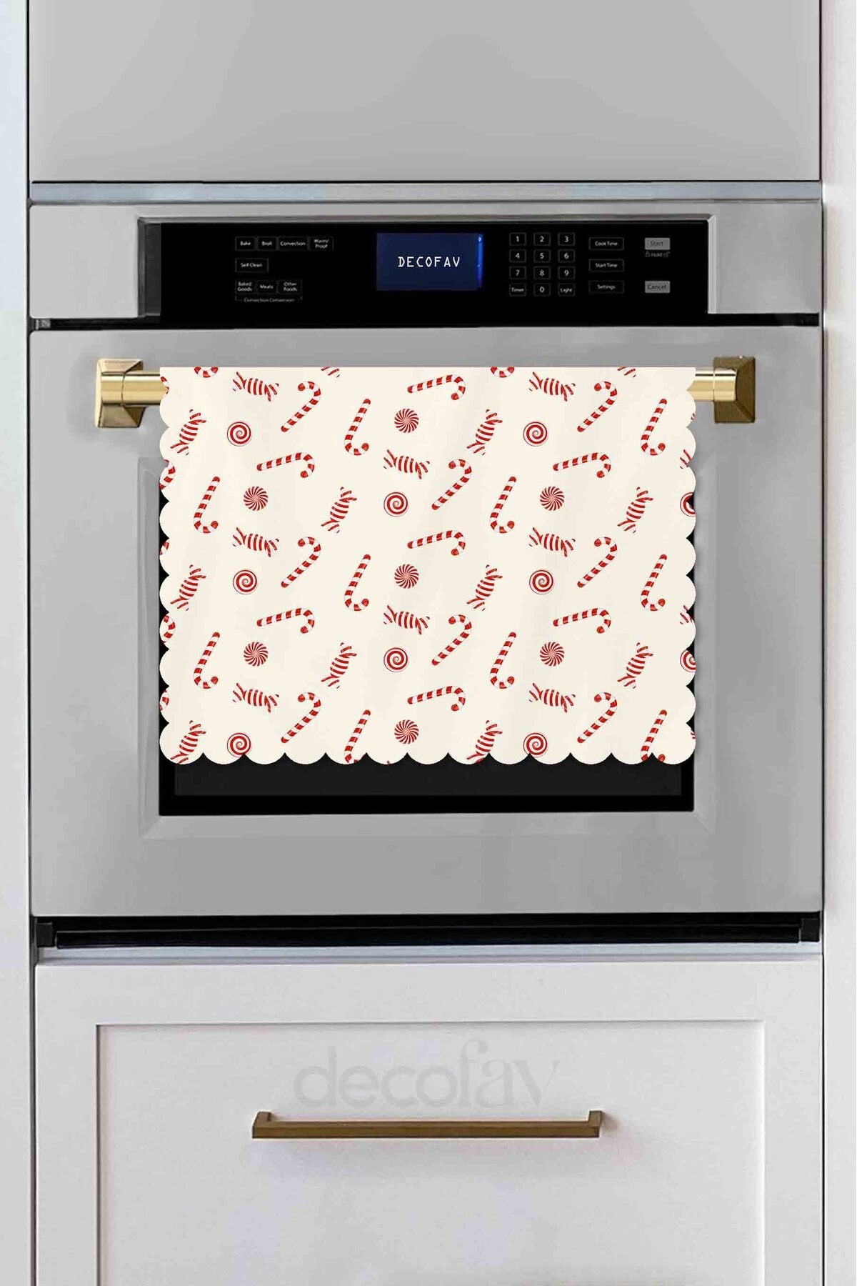 Sweet Noel – Kırmızı Şekerli Lazer Kesim Fırın Örtüsü - 43x55cm