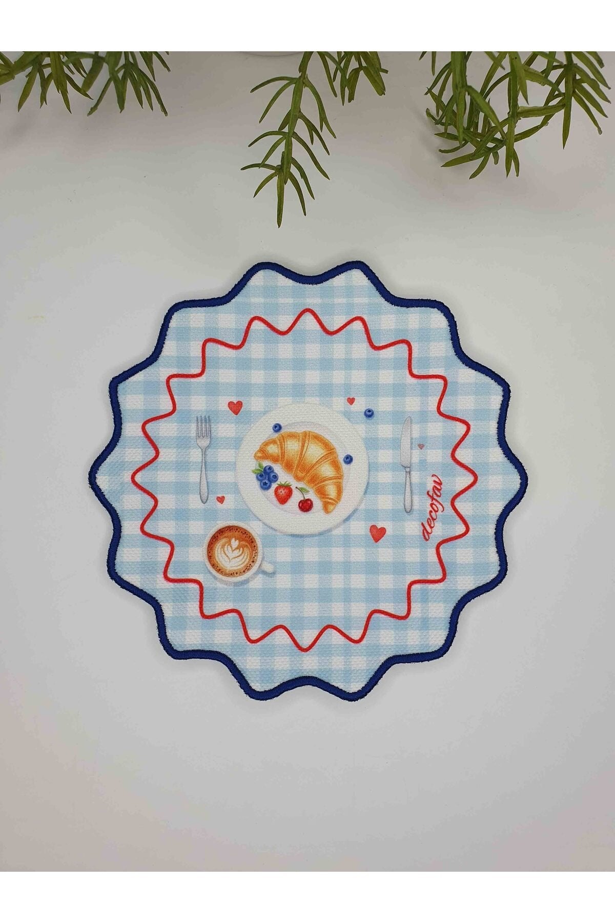 Cozy Brunch Moments Desenli Nakış Kenar Kokteyl Peçetesi 1 Adet